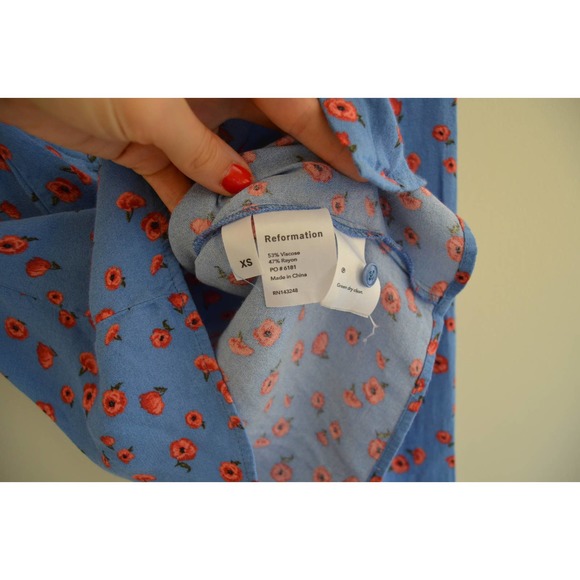 Reformation Blue Floral Top XS - Picture 3 of 6